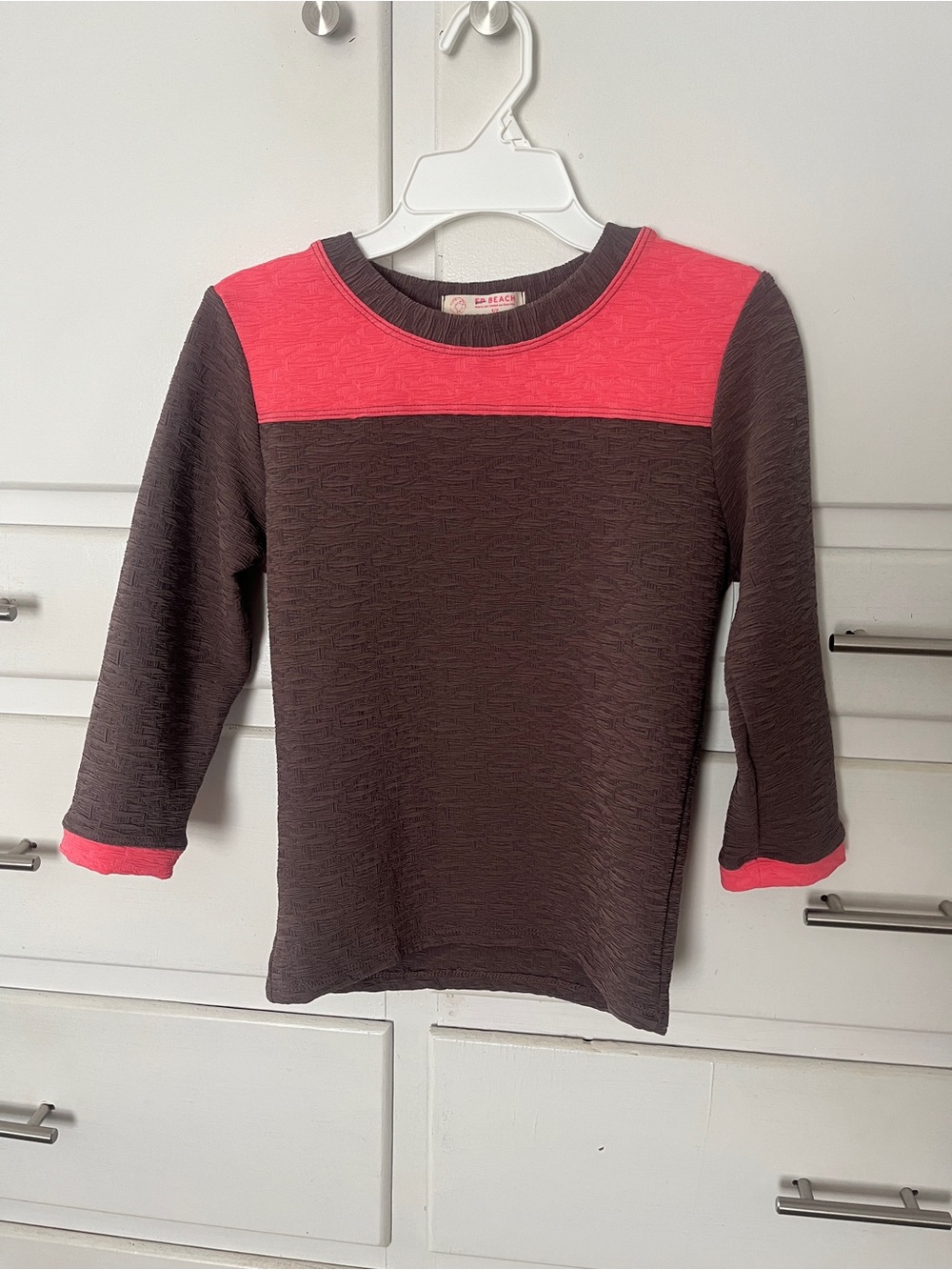 FP Beach Coral & Chocolate Textured surf swim top Free People size small